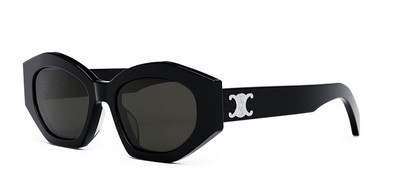Celine CL40238U 01A Triomphe Oval Women Sunglasses Black Silver
