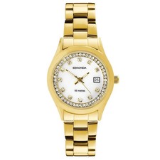 Sekonda Watch 40716 Ladies Catherine Pearl Dial Crystal Set Gold Plated Bracelet