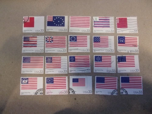 USA Used, 2000 Issue, 33 Cent The Stars and Stripes, (Set of 20) Scott #3403a-t