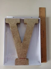 🌟Gold Glitter Letter - V: Home Decor And Decoration (9 in. X 6.75 in.)