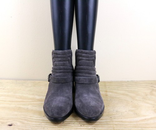 Sigerson Morrison Boots 10 Gray Suede Kabria Moto Ankle Shoes Italy - Picture 2 of 7