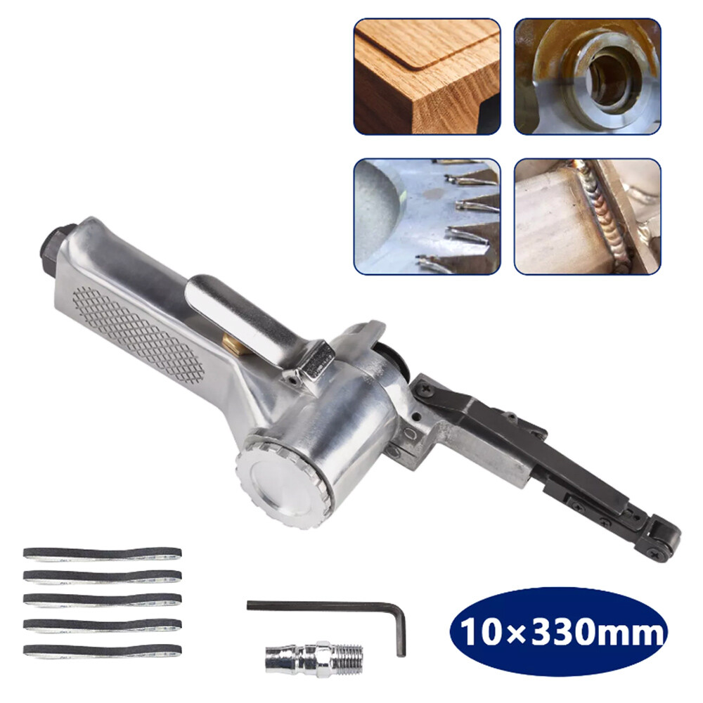 Air Belt Sander Grinder w/ Sanding Belts for Compressor Pneumatic Tools 10x330mm