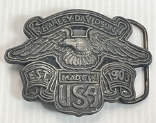 Vintage Harley Davidson Made In The USA Pewter Belt Buckle HD