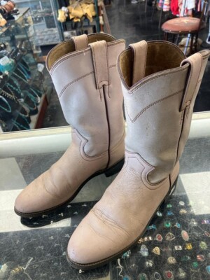 シュイーンチョッパー Justin L3714 Diamond J Mauve Leather Roper Western Cowboy Boots Sz