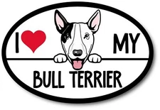 Magnet Me Up I Love My Bull Terrier Dog Breed Car Magnet Decal, 4x6 Inches Oval
