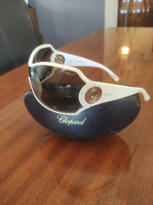 Chopard Happy Diamonds SCH 012S White Shield Oversized Women Sunglasses 
