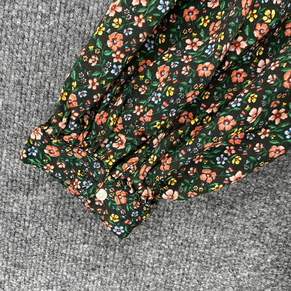 Blusa Top Antigua Azul Marino Para Mujer M Floral Abotonada Campesina Cottagecore Boho Pradera Foto 3 de 4