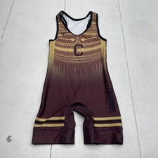 Takedown Maroon Gold Printed Tornados Wrestling Singlet Taylor Youth Size S