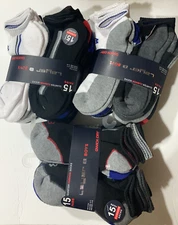 45 Pairs Layer Quarter Cushion Socks BLACK WHITE GRAY Quick Dry Size 9-11