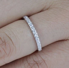 2mm 925 Sterling Silver Half Eternity Wedding Band CZ Engagement Ring 1-15 M6651