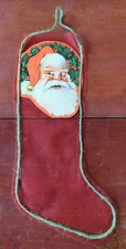 Primitives by Kathy Christmas Decor Handmade Mesh Burlap String Santa Stocking
