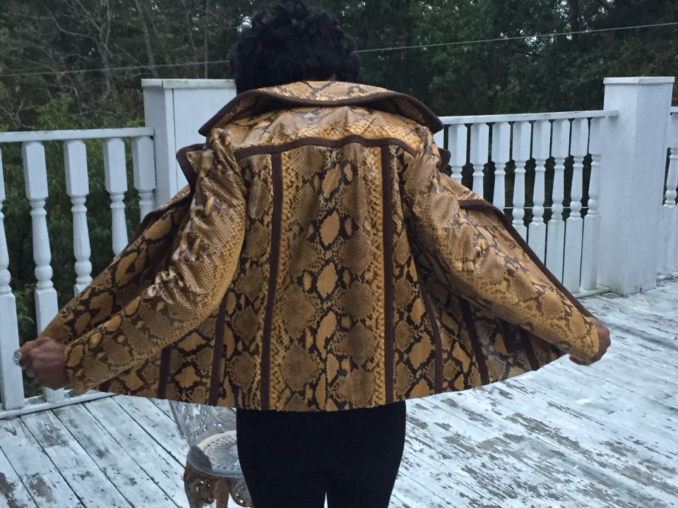 New Designer Yellow Prada Python snakeskin Coat jacket Stroller XS-S 0 ...