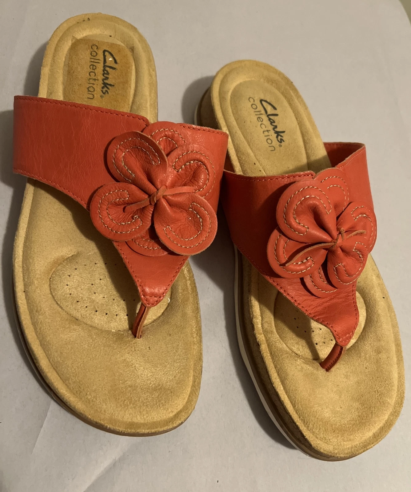 Sandali donna Clarks Collection in pelle con perizoma floreale taglia 9M pelle rosa