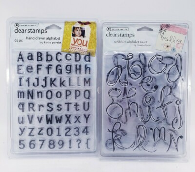 Autumn Leaves Clear Stamps 2'' SCRIBBLES ALPHABET & Hand Drawn Alphabet