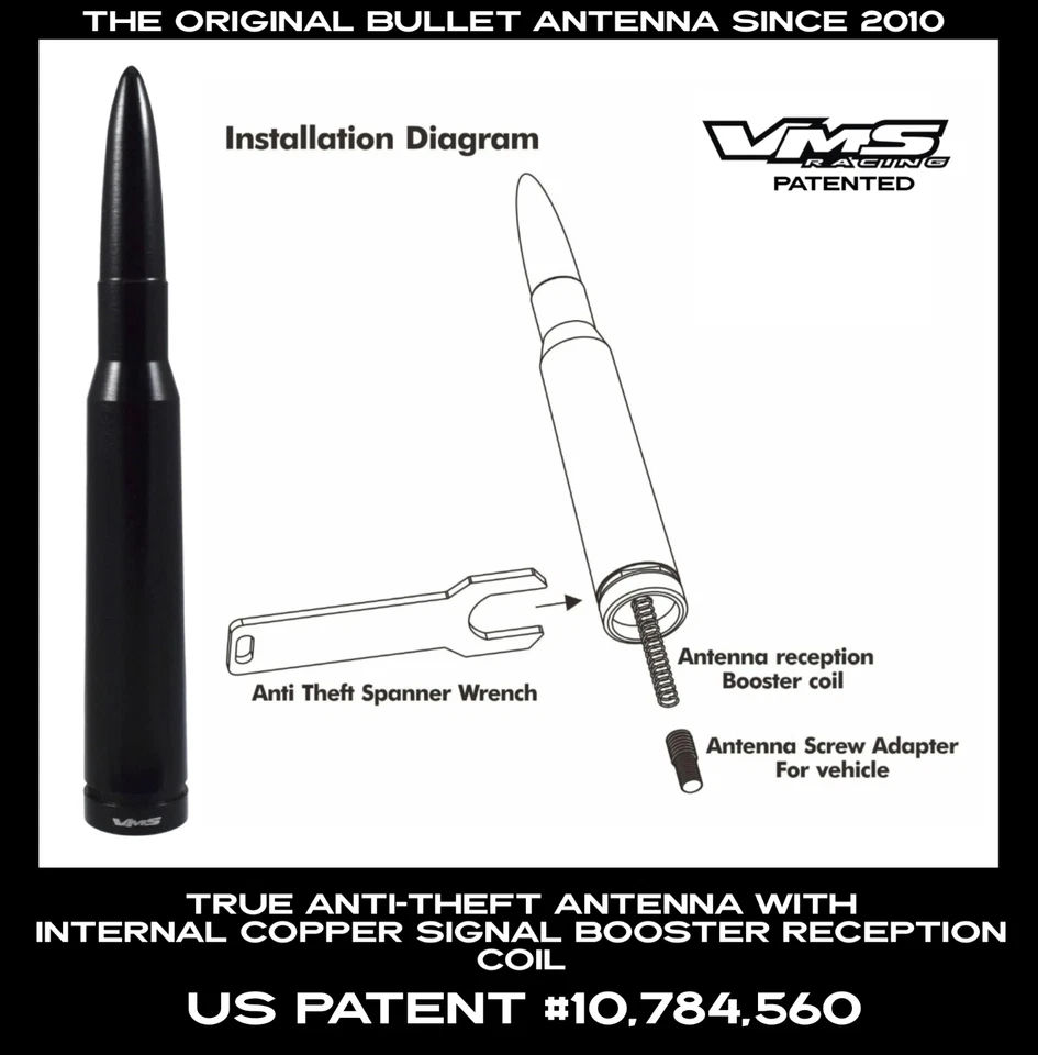 ANTENA BOBINA COBRE ANTIRROBO BALA CALIBRE 50 JEEP WRANGLER GLADIATOR JK JL Foto 3 de 4