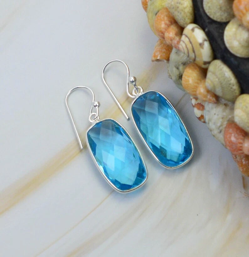 Ciondolo Antico In Argento Sterling 925 Fatto A Mano Con Pietra Preziosa Di Topazio Blu Svizzero, Ciondolo In Argento Boho Fatto A Mano, Regalo Del Ringraziamento, Regalo Di Natale - Italia - Foto 8