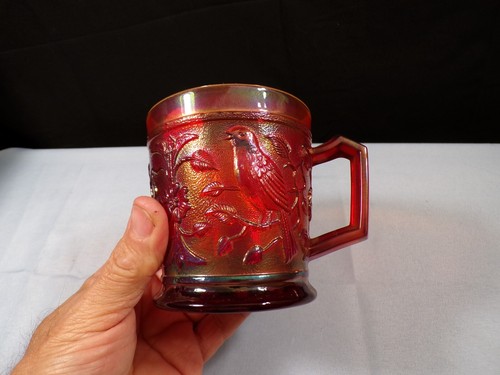 Imperial Robin Red Carnival Glass Mug INV3 - Picture 2 of 8
