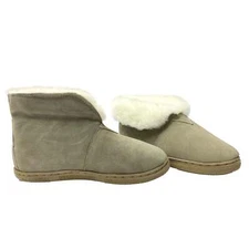 LU Men's Toasty Camp Slippers - Genuine Sheepskin Hard Sole Winter Boots