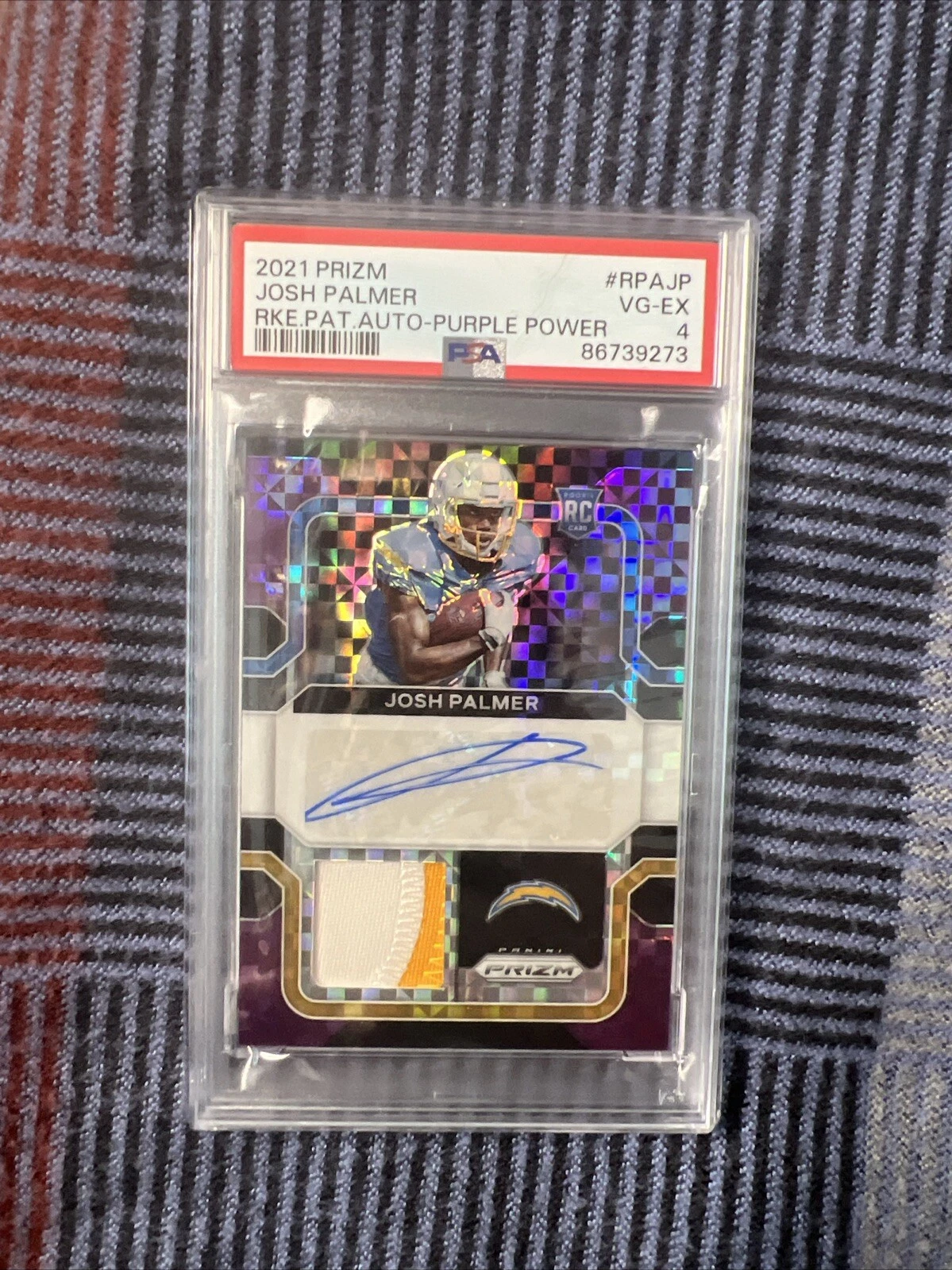 Josh Palmer Panini Prizm Rookie Patch Autographs #RPAJP Purple Power