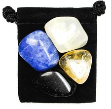 LOOSEN UP Tumbled Crystal Healing Set = 4 Stones +Pouch +Description Card