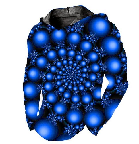 Men Hoodie Pullover Hooded Blue Spiral Graphic Sweatshirt Ultra Soft LightWeight - Picture 1 of 1