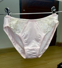 Vintage Pale Pink Silky Nylon Panty Sheer Lace Rayon Sissy Briefs Bikini Sz.6/M