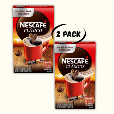 NESCAFE CLASICO Dark Roast Instant Coffee - 14 Packets (2 Boxes - FREE SHIP)