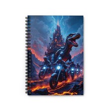 Adventure-Themed Spiral Notebook - Ruled Line, Dino Notebook, Motorcycle