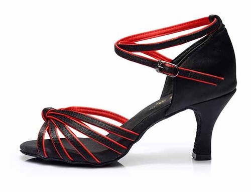 Chaussures De Danse Latine Femme - Talon Moyen, Satin, Semelle Souple En Daim - 2