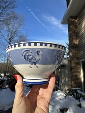 Williams-Sonoma Portugal BLUE  Checkerboard Rooster Footed Bowl 6.25” BUY NOW