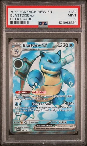 Blastoise ex 184/165 Ultra Rare EN 151 PSA 9 Mint Pokemon TCG