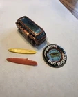 1969 Hot Wheels Redline VW Beach Bomb Brown w/ Surfboards & Button