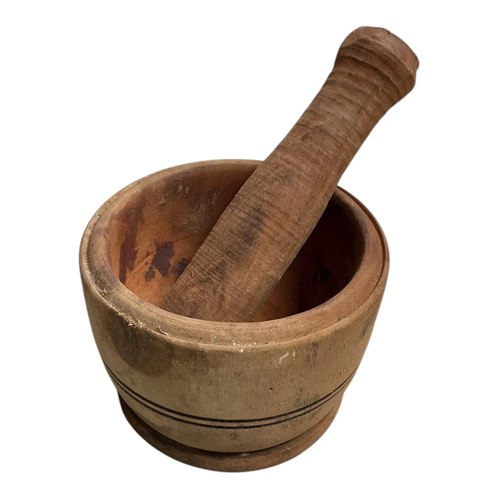 Traditional Wooden mortar and Pestle Set, Herb Grinding Bowl 1 set 6"