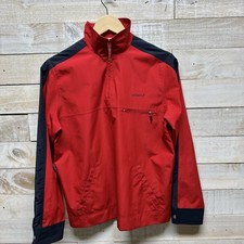 Liz Golf 1/4 Zip Windbreaker Wind Jacket Womens Small Red Pullover Pockets Logo