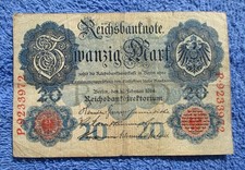 OLD 20 MARK 1914 BANKNOTE OF GERMANY (GERMAN EMPIRE) BERLIN ~ WORLD WAR I