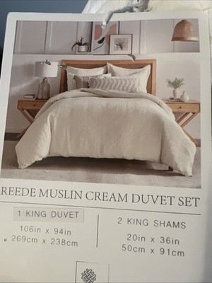Levtex Home Reede Muslin KING Duvet Cover & Shams Set Cream