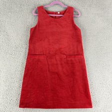 Uniqlo Corduroy Shift Dress Womens M Red Sleeveless Pockets Mini 237-074112