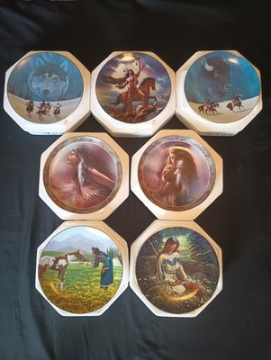NIB! LOT OF 7 Native American Plates GALE RUNNING WOLF SR David Wright Lee Vogel