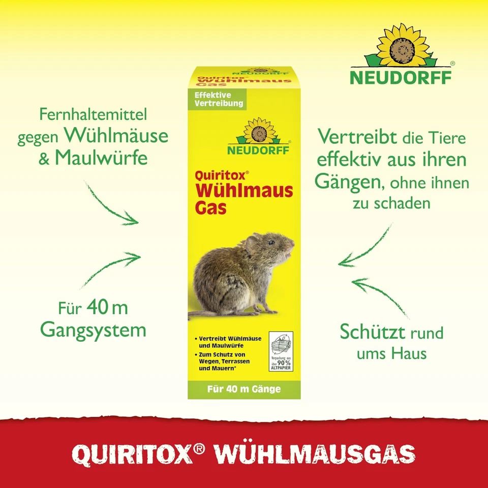3 x Neudorff Quiritox Wühlmausgas 2 Kartuschen Maulwurf Fernhaltemittel Abwehr - Bild 2 von 4