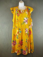 Old Navy Dress Womens XL Yellow Floral Flutter Sleeve Boho Summer Casual New Tag