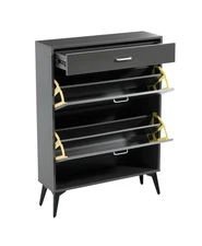 Shoe Cabinet with 2 Flip Drawers industrial Shoe Storage Organizer for Entryway