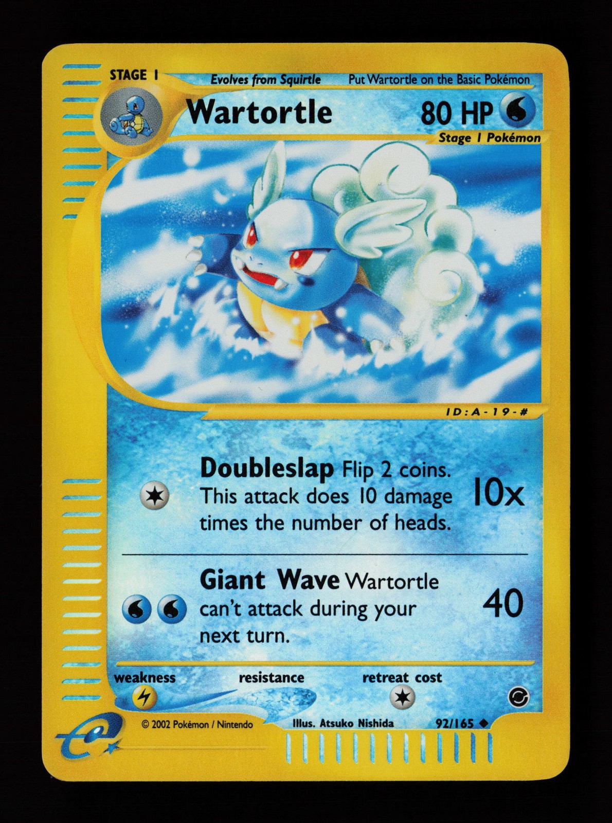 Wartortle 92/165 Uncommon Reverse Holo Expedition Pokémon Card