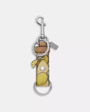 Coach Trigger Snap Bag Charm, Key chain/fob With Lemon Print, yellow, silver
