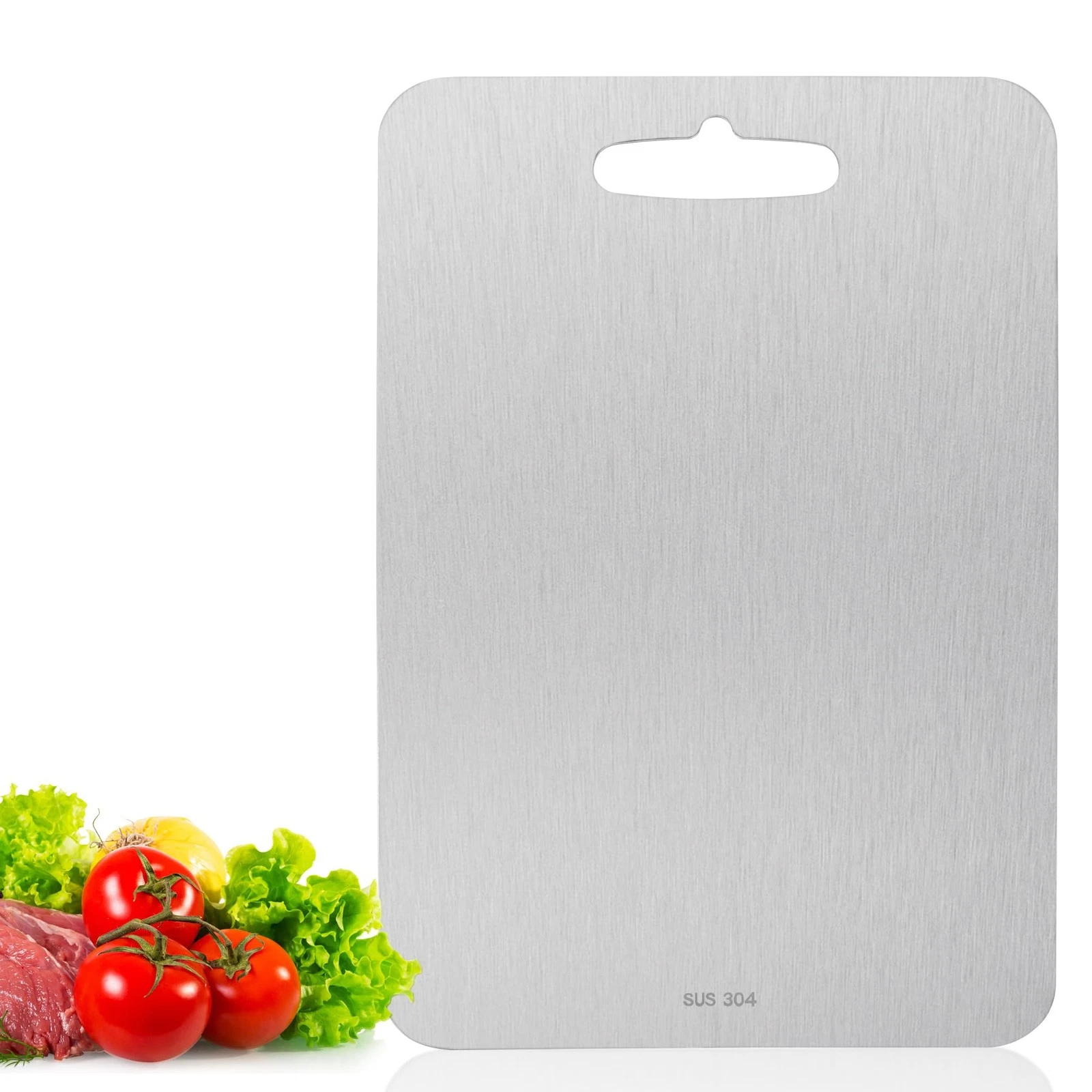 SOSMAR 304 Stainless Steel Cutting Board, Double-Sided Cutting Board for Kitc...