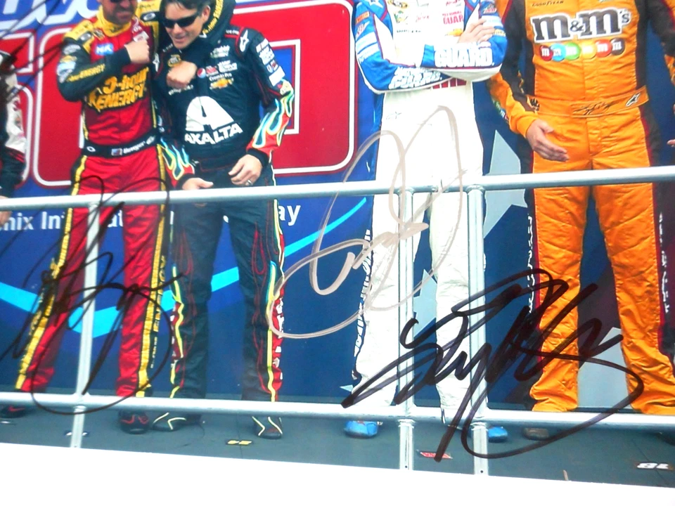 Foto 8x10 firmada por Jeff Gordon Dale Earnhardt Jr Kyle Busch C. Bowyer G.Biffle 5x Foto 4 de 4