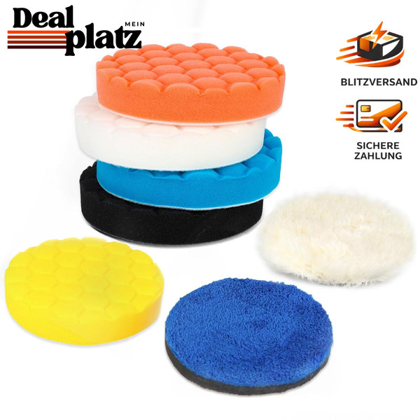 Polierpads 125Mm 7Tlg Polierschwamm Wachs Lammwollhaube Auto Pflege 7 StüCk-image