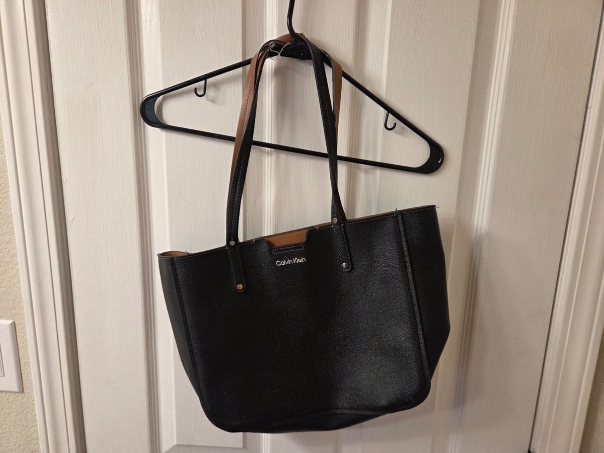 Calvin Klein Tote Handbag Purse RN 54163 Black Leather #S162 | eBay