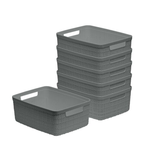 Set of 6 Jute Basket Small Durable Resin Organization and Storage Basket Bin