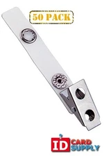 Pack of 50 - Clear Vinyl Strap Badge Clips for ID Cards