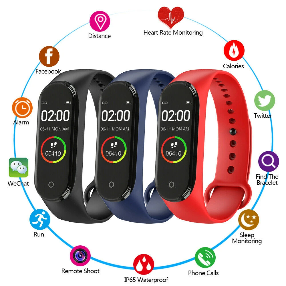 M4 Smart Watch Band Blood Pressure Bracelet Wristband Fitness